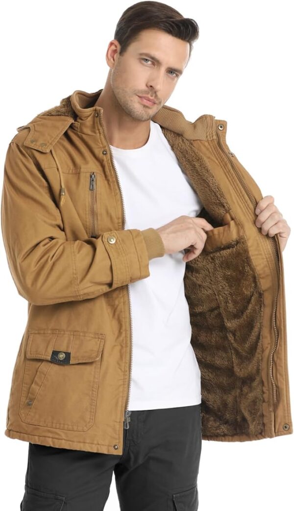 CHEXPEL Men's Thick Winter Jackets with Hood Fleece Lining Cotton Military Jackets  33%OFF - Image 4